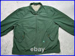 Vintage Burberry Green Men 80s Bomber Jacket lightweight Logo Blouson Size 54/XL