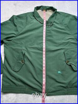 Vintage Burberry Green Men 80s Bomber Jacket lightweight Logo Blouson Size 54/XL