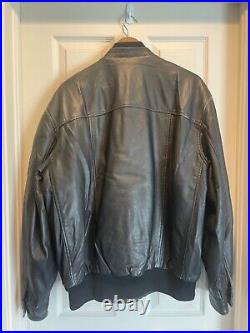 Vintage Burberry's Nova Check Black Leather Bomber Jacket Made in England