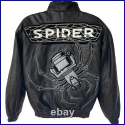 Vintage Californian Leather Bomber Jacket Spider RARE Black Gray Men's Medium