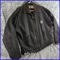 Vintage Carhartt Detroit Jacket J80 BLK Large Black Union Made In USA Rare GUC