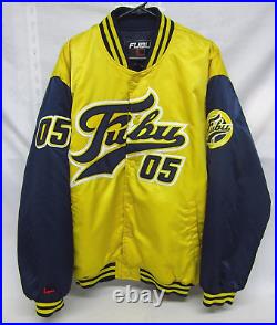 Vintage FUBU 05 Varsity Bomber Jacket Coat YellowithBlue Hip Hop Men's Size XXL