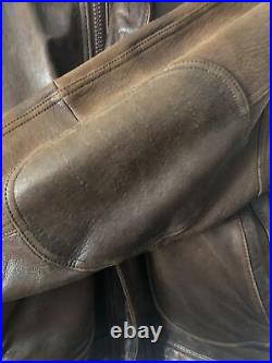 Vintage Field Gear Brown Leather Bomber Jacket Men's Size S