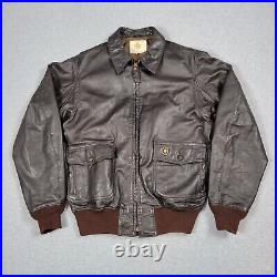 Vintage Golden Bear Jacket Mens 44 Long Brown Leather A-2 Bomber Aviator USA