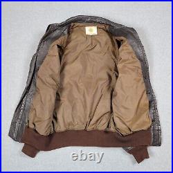 Vintage Golden Bear Jacket Mens 44 Long Brown Leather A-2 Bomber Aviator USA