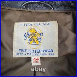 Vintage Golden Bear Jacket Mens 44 Long Brown Leather A-2 Bomber Aviator USA