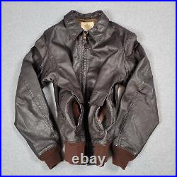 Vintage Golden Bear Jacket Mens 44 Long Brown Leather A-2 Bomber Aviator USA