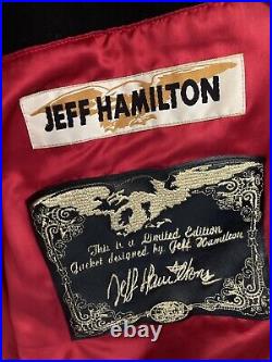 Vintage Jeff Hamilton NBA Patch Logo Jacket Bomber 4XL Wool Leather Black New