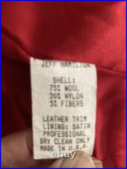 Vintage Jeff Hamilton NBA Patch Logo Jacket Bomber 4XL Wool Leather Black New