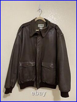 Vintage LL Bean Flying Tiger Goat Leather A2 Bomber Jacket Dark Brown XL Tall
