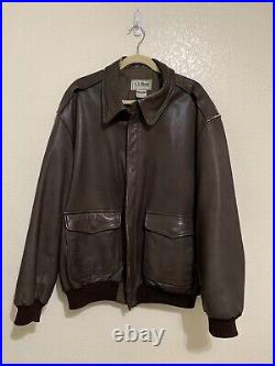 Vintage LL Bean Flying Tiger Goat Leather A2 Bomber Jacket Dark Brown XL Tall