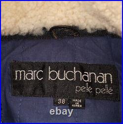 Vintage Marc Buchanan Pelle Pelle Leather Bomber Jacket Navy Black Mens 38