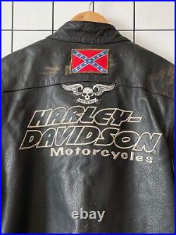 Vintage Mens HARLEY DAVIDSON Jacket Leather Bomber Racing Bike Logo Y2K Size XL