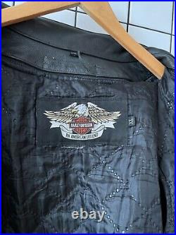 Vintage Mens HARLEY DAVIDSON Jacket Leather Bomber Racing Bike Logo Y2K Size XL