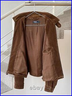 Vintage Mens POLO RALPH LAUREN Jacket Corduroy Bomber Coat Cord Brown Size L