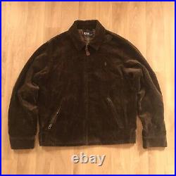 Vintage Polo Ralph Lauren bomber Jacket winter Corduroy cotton mens brown size L