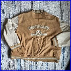 Vintage TimberLand Jacket Coat Leather Hip Hop Varsity Bomber Mens Size 5XL