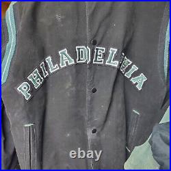 Vintage Y2K Philadelphia Eagles Leather Bomber Jacket Mens XL