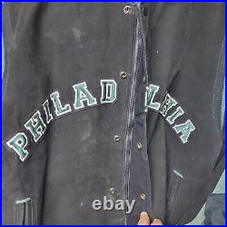 Vintage Y2K Philadelphia Eagles Leather Bomber Jacket Mens XL