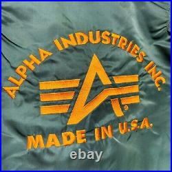 Vtg 80s Alpha Industries MA-1 Jacket Flyers Bomber USAF Embroidered Logo Large