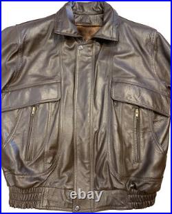Vtg Playboy Logo Brown Leather Bomber Lined Jacket