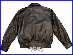 Vtg Playboy Logo Brown Leather Bomber Lined Jacket