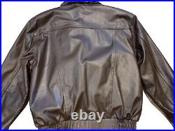 Vtg Playboy Logo Brown Leather Bomber Lined Jacket Women's Medium Men's Small