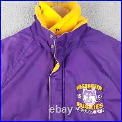 Vtg Rare Logo 7 1991 National Champions Washington Huskies Bomber Jacket Size M