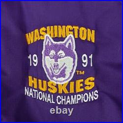 Vtg Rare Logo 7 1991 National Champions Washington Huskies Bomber Jacket Size M